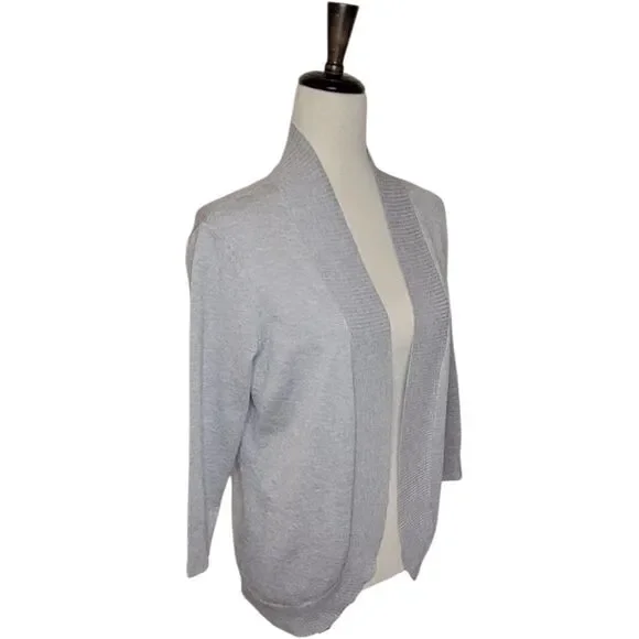 Covington Light Gray 3/4 Sleeve Open Cardigan Size M - Picture 3 of 6